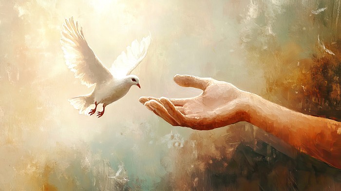 Image of a hand reaching out to the Holy Spirit