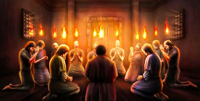 Image of the Apostles being filled with the Holy Spirit and receiving spiritual gifts during Pentecost.