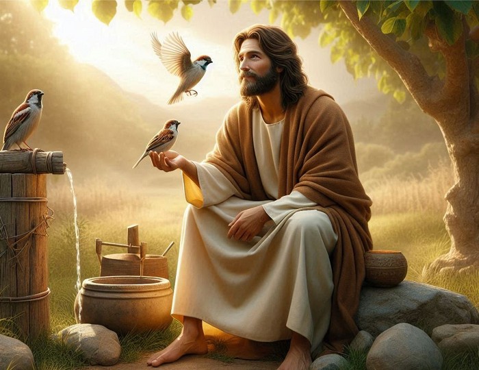 Image of Jesus and sparrows