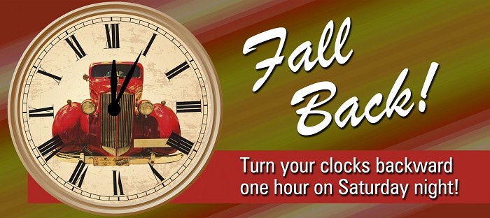 Turn you clocks back 1 hour this Saturday